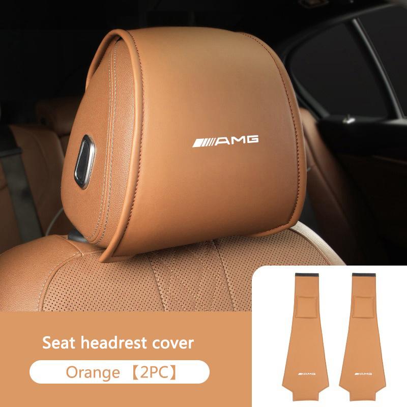 Car Seat Headrest Protective Leather Pillow Cover For Mercedes Benz AMG W204 W205 W211 W212 W213 W176 GLA CLA Auto Accessories NF6