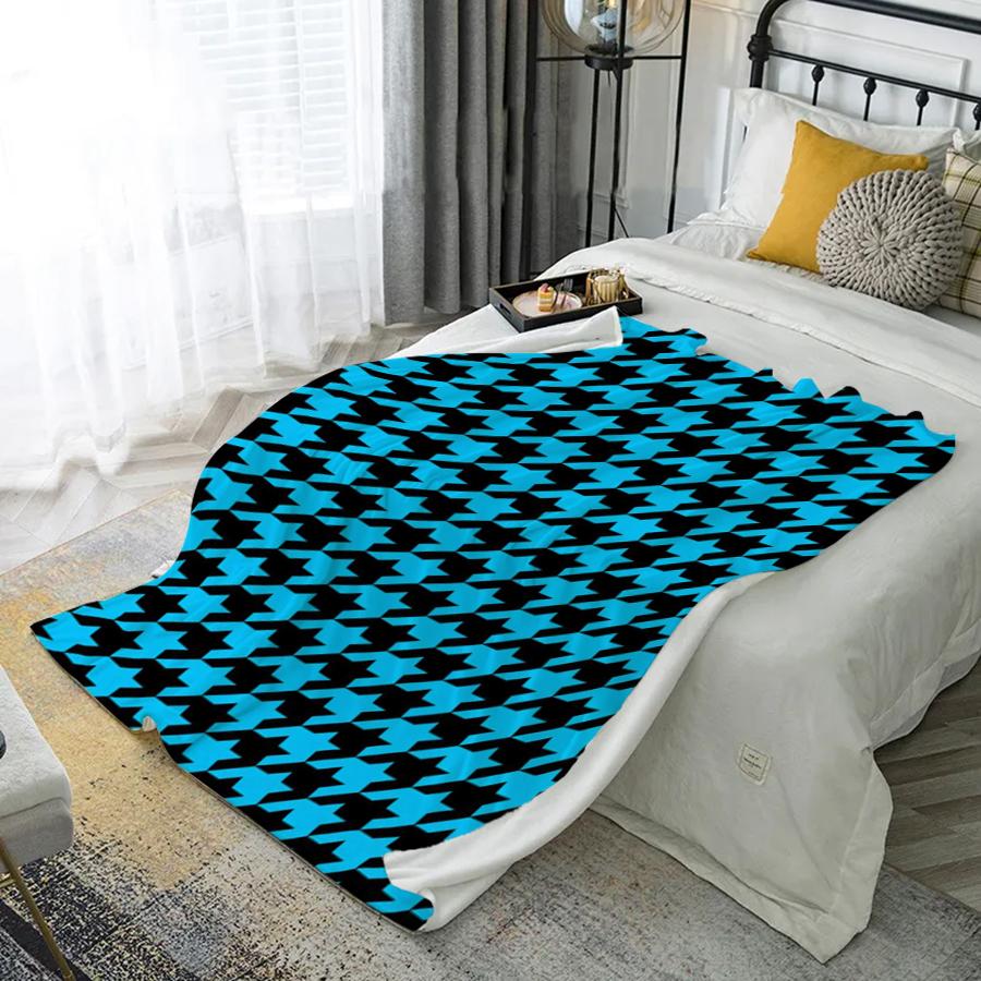 Houndstooth Patterned Blanket Microfiber Flannel Cover Blanket Bedroom Living Room Sofa Soft And Comfortable Home Decoration