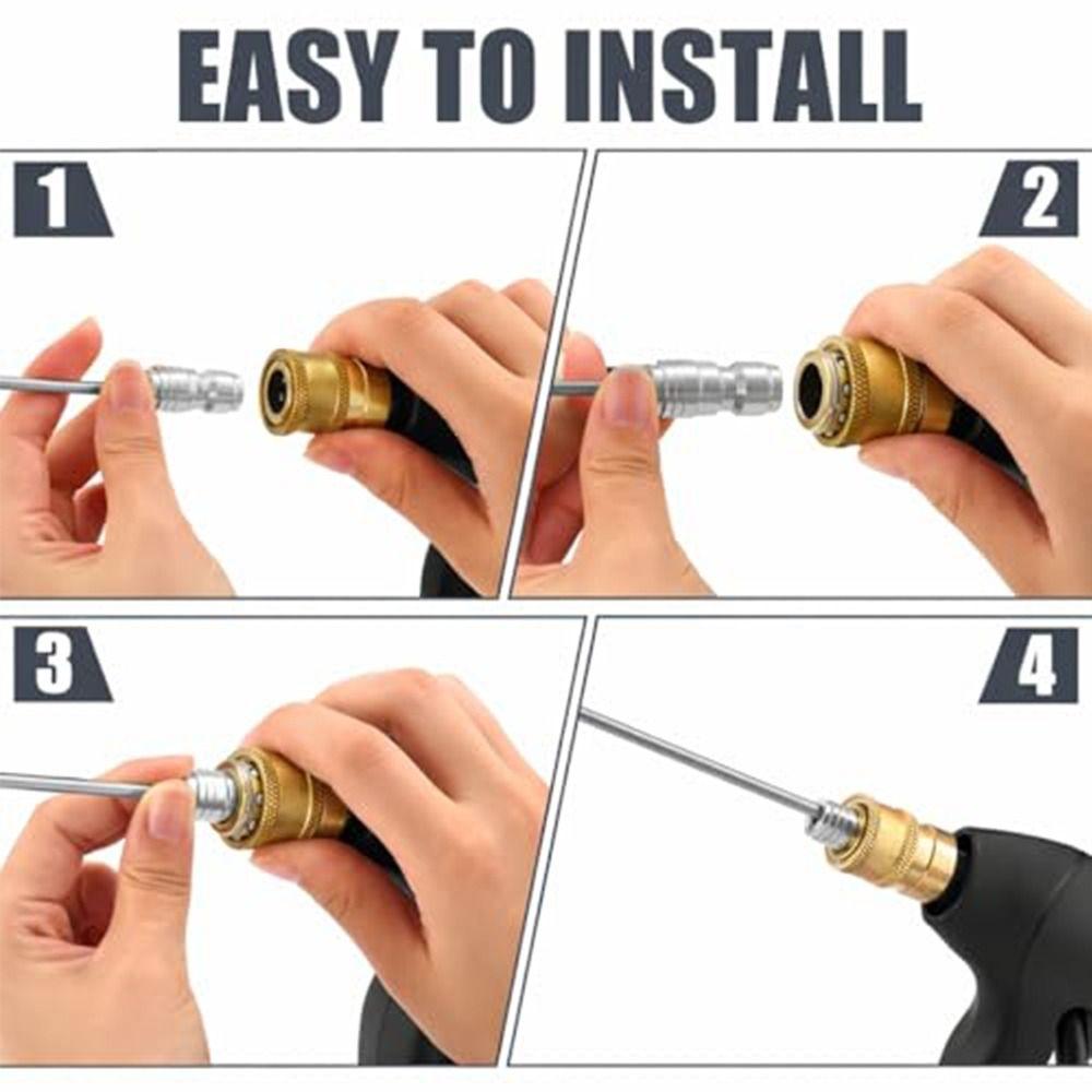 Stainless Steel High Pressure Washer Nozzle Kit 1/4 Quick Connect Heavy Duty Flush Wand Extension Spray Tips