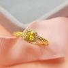 Minsheng Citrine Diamond Ring: Chic Red Book Sugar Cube Design for Women