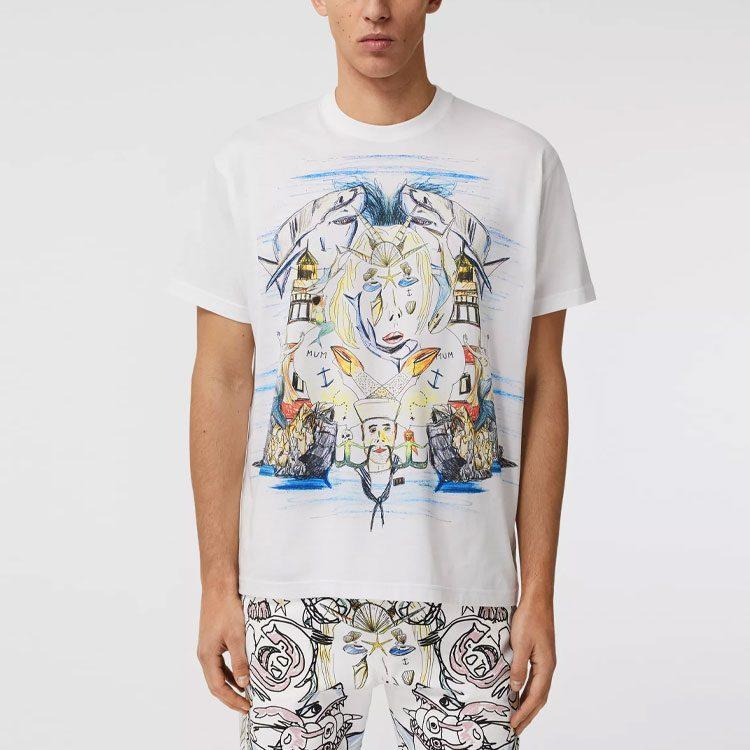 Burberry T Shirts Men's White Crew Neck Moderate 80406811