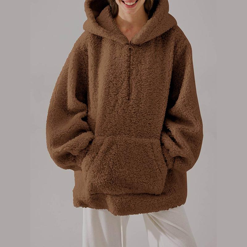 

Модная толстовка с капюшоном для женщин, однотонный повседневный пуловер, топ S коричневый