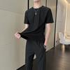 Men's Summer Ice Silk T-Shirt & Breathable Spandex Pants Set - High Elasticity, Sports Casual, Couple Style