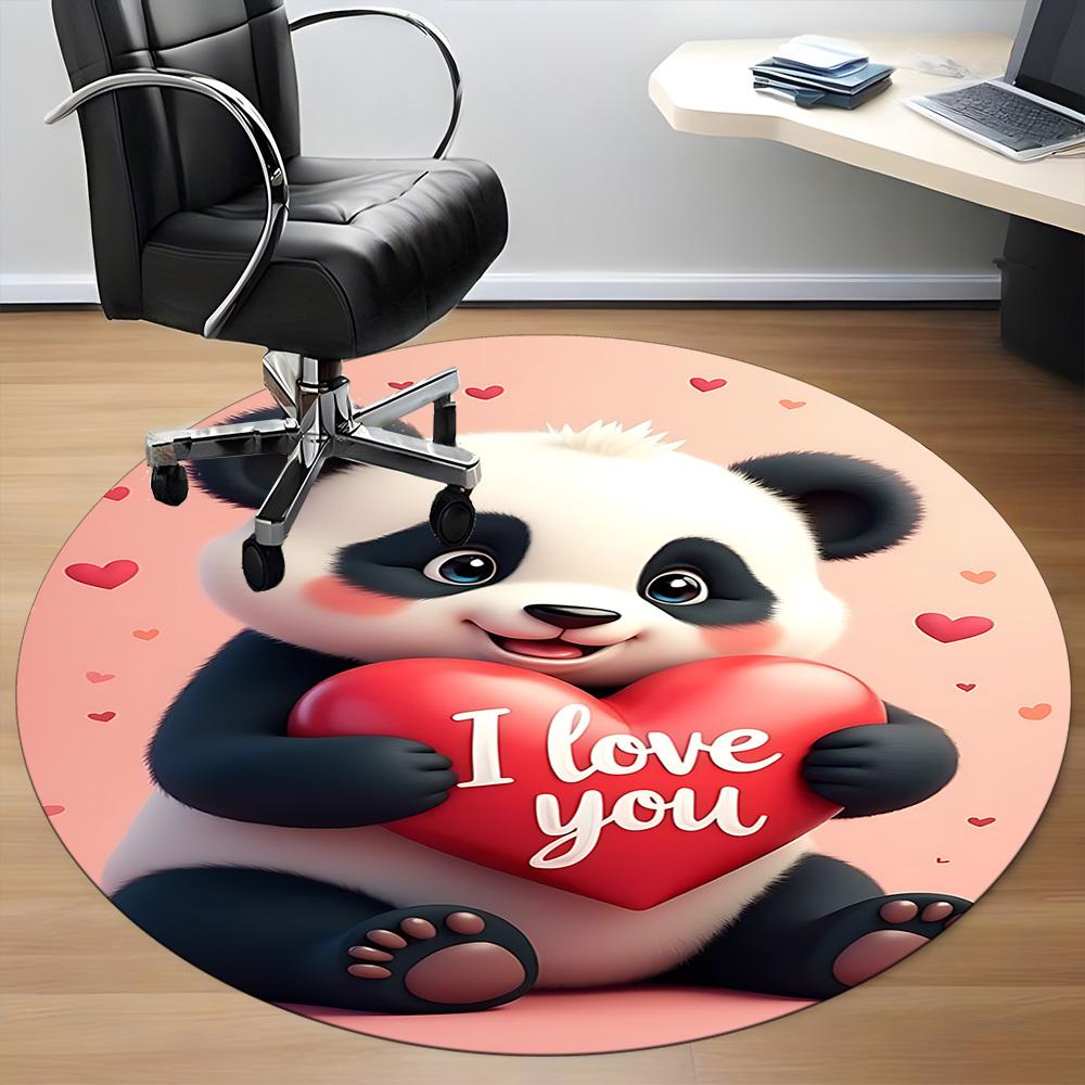 1PC Panda Heart Office Round Area Rug, Indoor Mat Suitable ForOffice, Under Office Chairs Bedroom Living Room Home Decor, Room Deco,  f024