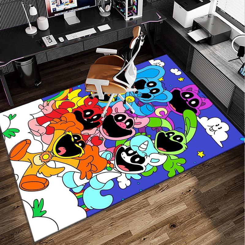 Happy smiling Cartoon Characters Office Rug Chair Mat, Game Carpet, Suitable for Front Door, Bedroom, Living Room, Desk, Holiday Gift