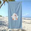 Milchiges flauschiges Enten-Strandtuch – Hellblau, Cartoon-Ente mit 3D-Effekt | 2D-Flächendruck, Sandabweisend, Schnelltrocknende Mikrofaser