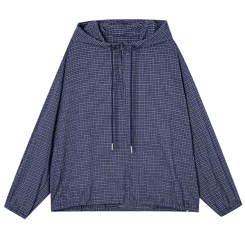 DIMANAF 2025 New Autumn Blouse Plus Size Plaid Hoodie Women Shirt Tops Fashion Loose