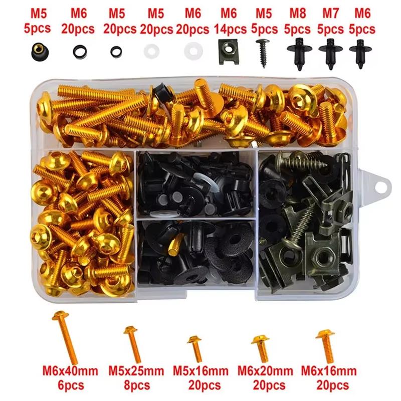 195PCS Complete Fairing Bolts Screw For Kawasaki ZX6R ZX7R ZX9R ZX10R ZX12R ZX14R Versys 650 Ninja 650R 1000 Z750 Z1000 ZZR600
