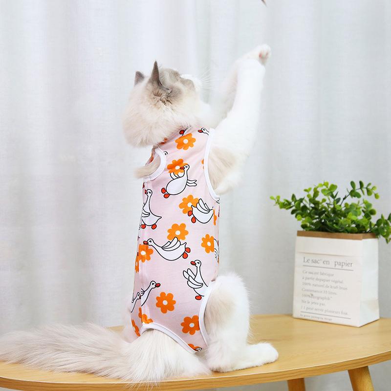 1Pcs Breathable Dog Cats Jumpsuit Pet Supplies  Cartoon Cat Sterilisation Clothes Print Anti-Scratch Pet Surgery Suit