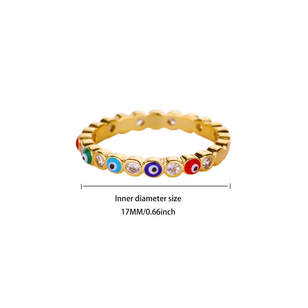 Popular Jewelry Open Ring Women's Micro Inlaid White Zircon Color Dripping Oil Creative Devil's Eye Ring