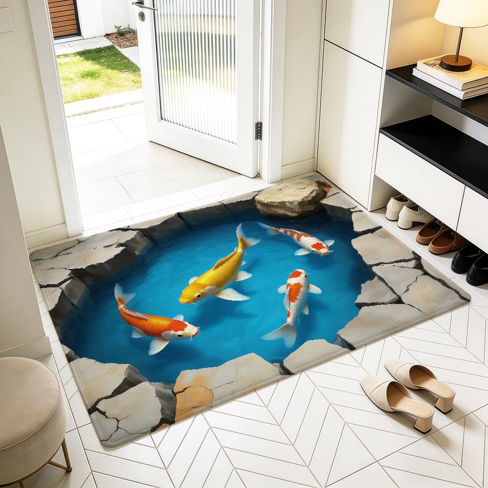 Modern Creative Carp Pond Abstract Home Bedside Rug Kitchen Bath Floor Mat Hallway Balcony Carpet Entrance Doormat Hogar Decor