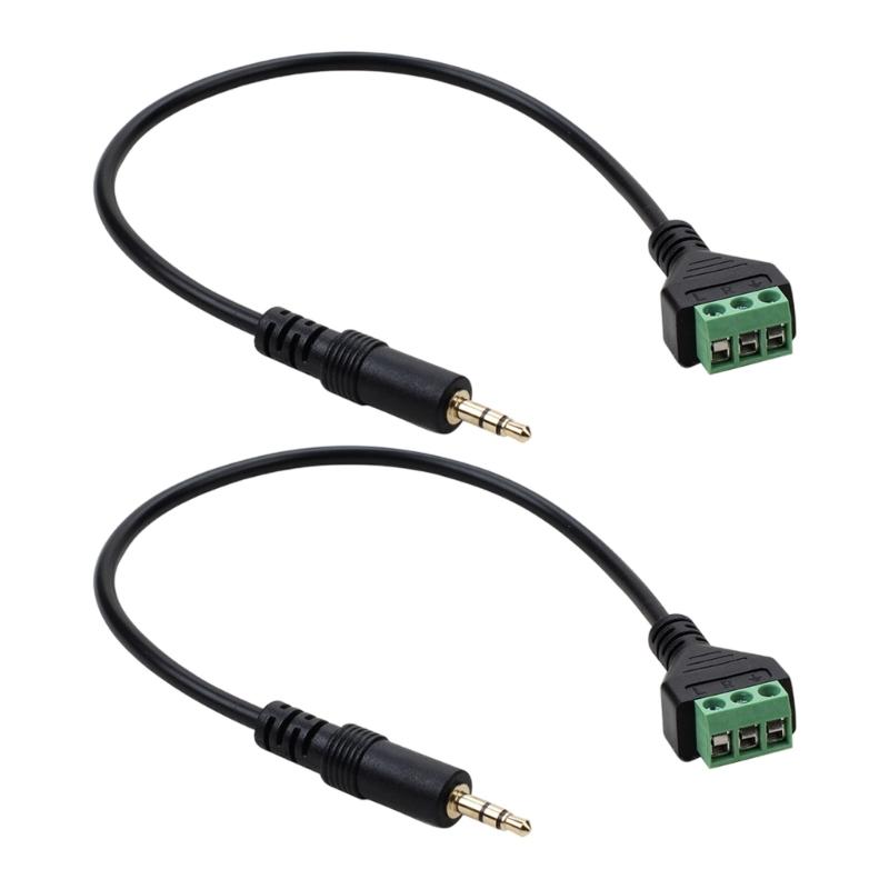 3.5mm Stereo Sound Male Jacks To 3 Pin AV Screw Terminals Adapters Cable With Gold Plateds Connectors 30cm