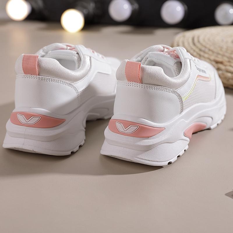 Fashion Sports Womens Single Shoes 2025 New Color Blocking Thick Soled Leather Flat Vulcanized Running Shoes Platform Sneakers