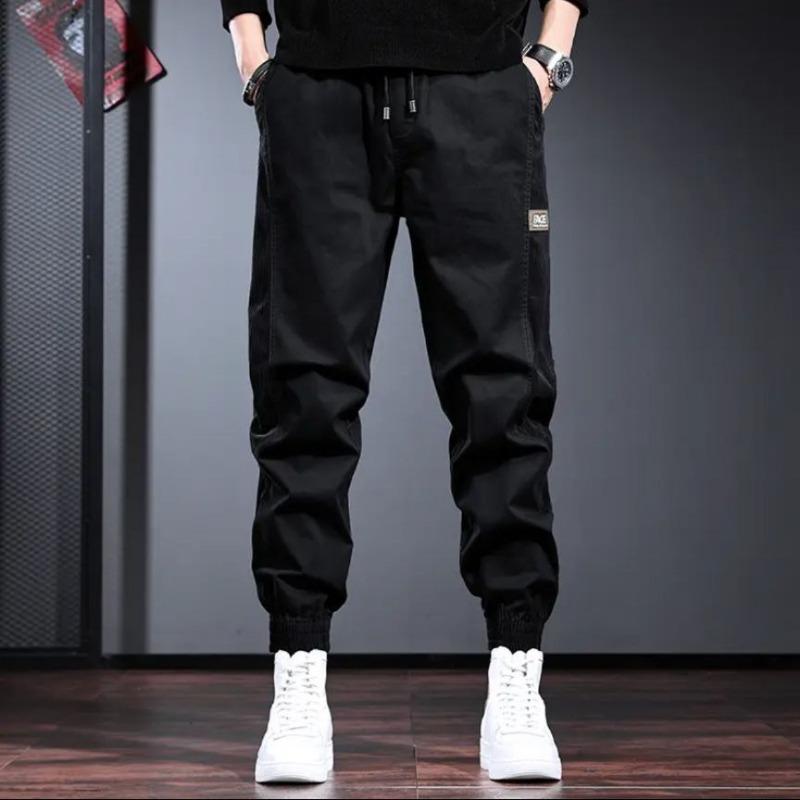 Tooling Pants Men's Autumn New Splicing Contrasting Casual Pants Gray Loose Wide-leg Tied Men's Trousers