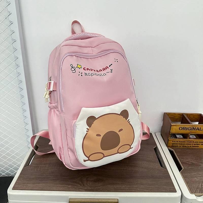 Capybara Fabric Oxford Backpack With Print Pattern And Durable Design Kids For