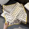 70x70cm Lightweight Cotton Silk Square Scarf With Boho Floral Print Breathable Neck Wrap Women