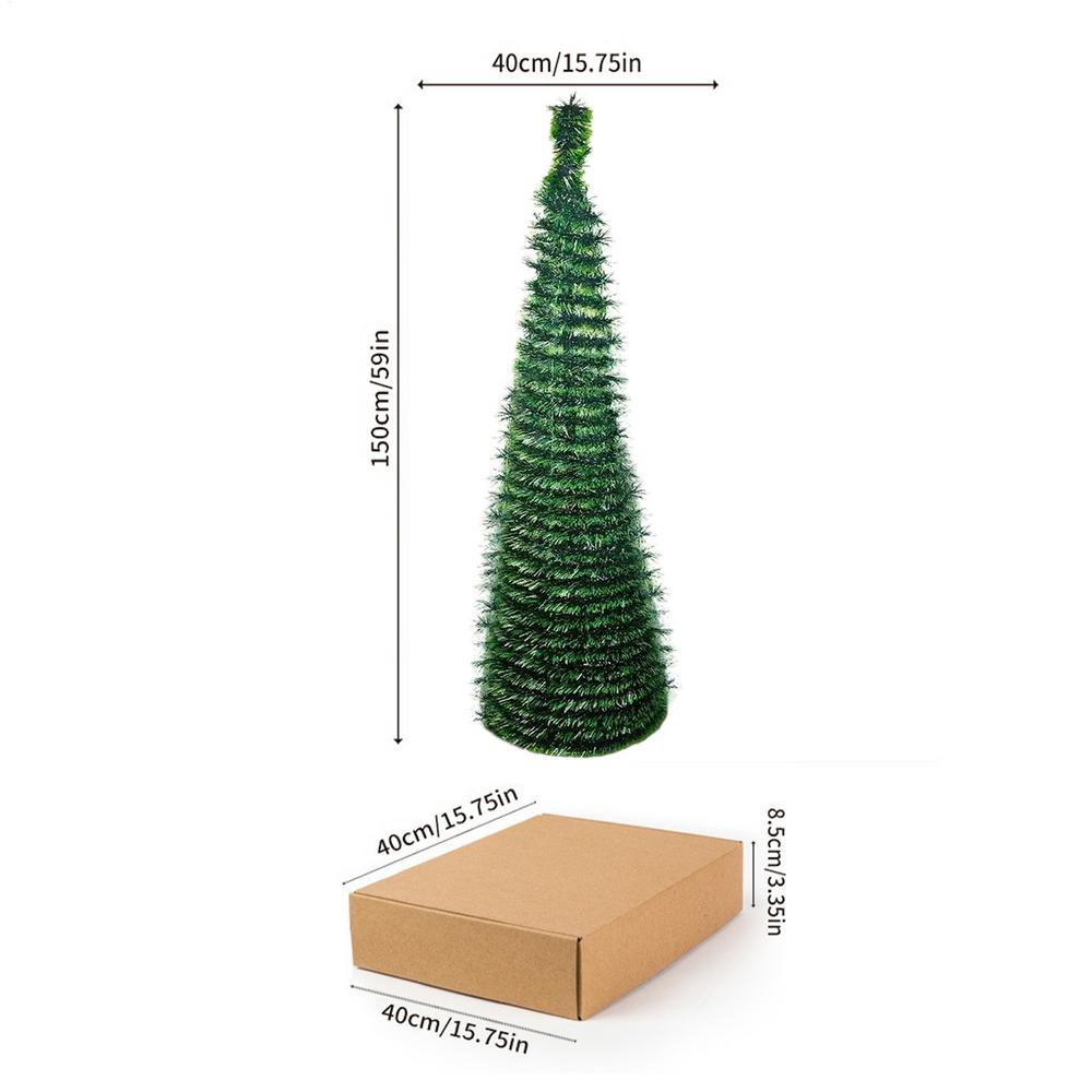 

150CM Pre Lit Faux Christmas Tree Foldable Artificial Xmas Tree for Home Indoor Decor Party Winter Holiday Festival Decoration 1.5m