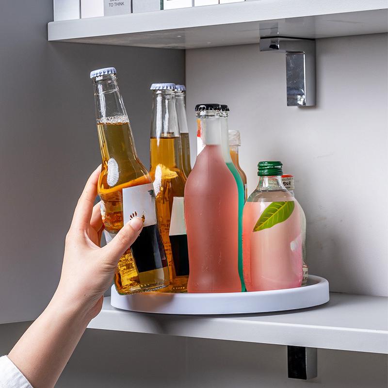 Kitchen Cabinet Fridge Storage Pantry Countertop Lazy Turntable Organizer - Space Saving Rotating Shelf for Home