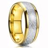 Simple 8MM Men Gold Color Stainless Steel Rings Black Carbon Fiber Matte Finish Engagement Ring For Men Wedding Band Jewelry