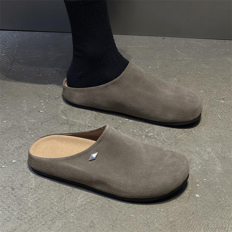 Casual outerwear platform Boken shoes heightening Muller slippers lazy outdoor bag head 19987 khaki, beige-J