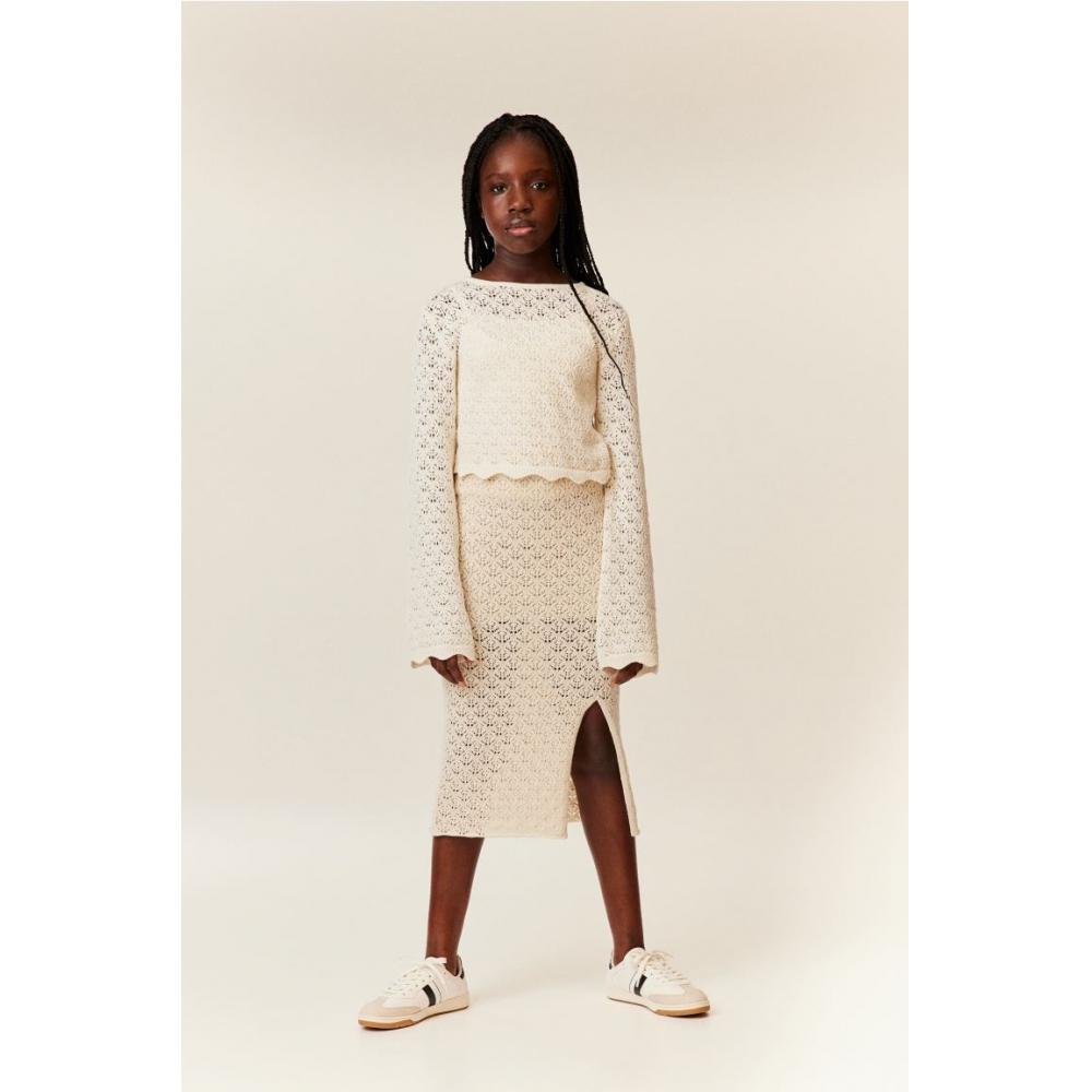 

Трикотажная юбка HM Pointel кремового цвета