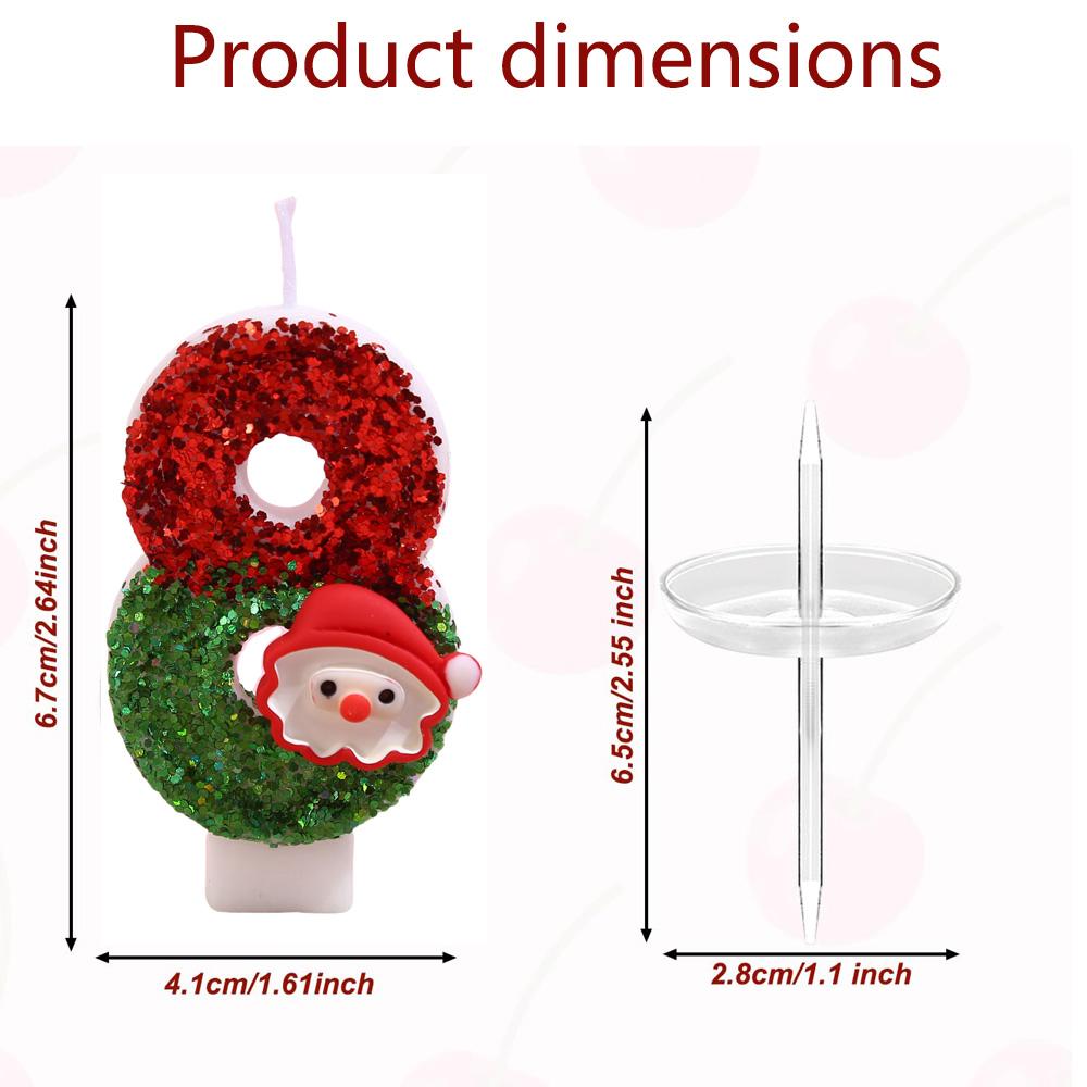 Christmas Happy Birthday Candles Number0-9 for Cake Decorating Supplies Unscented Number Candles Cake Topper Decorations