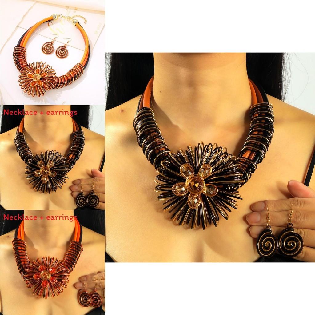 Elegant Water Crystal Flower Jewelry Set With Alloy Chain For Women And Men