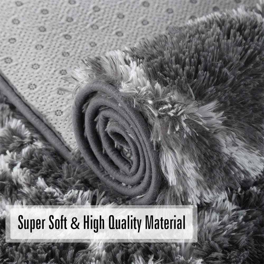 Area Rug, 5x8 Shag Area Rug For Living Room Bedroom, Fluffy Rug Plush Rug, Soft Home Floor Carpet, Gray