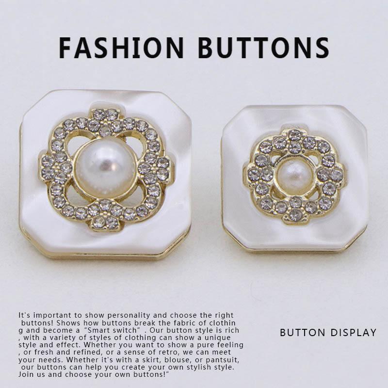 10Pcs Pearl Buttons Diamond-Encrusted Women'S High-End Sweater Delicate Cardigan Cashmere Clothes Metal Buttons