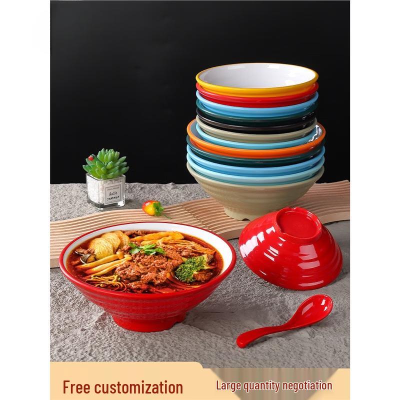 Commercial Melamine Ramen Bowl Set - Two-Tone Design