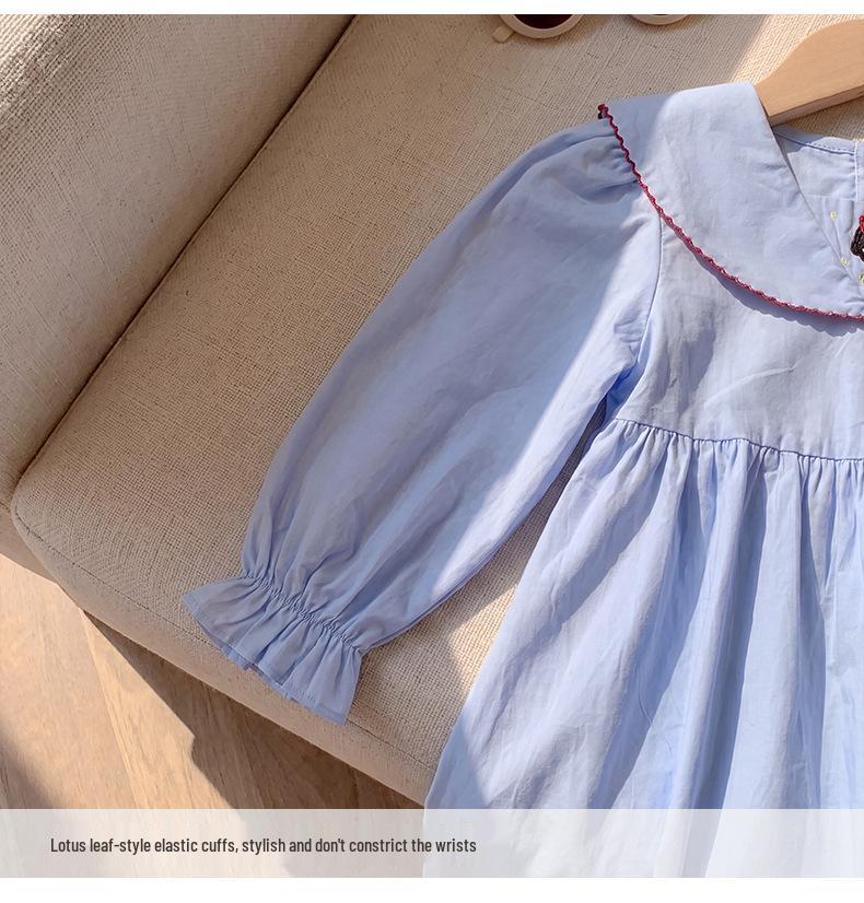 2026 Autumn Girls' Cartoon Princess Embroidery Dress with Doll Collar