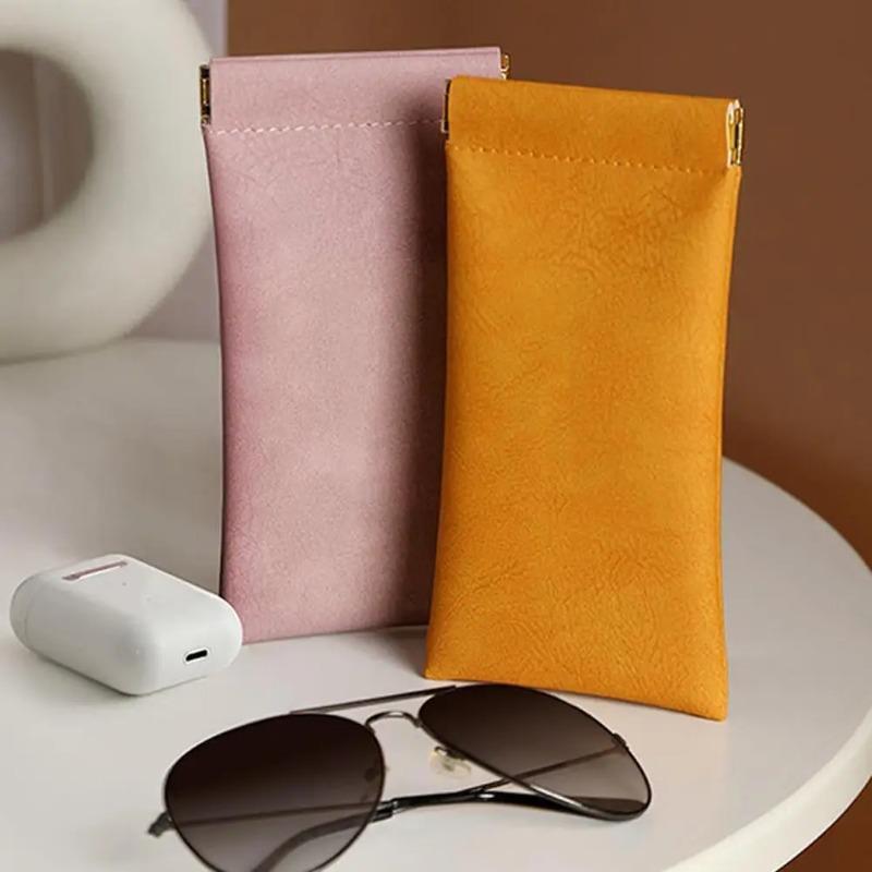 1PC Portable Simple Sunglasses Glasses Bag Soft PU Leather Sun Glasses Pouch Eyewear Accessories Unisex