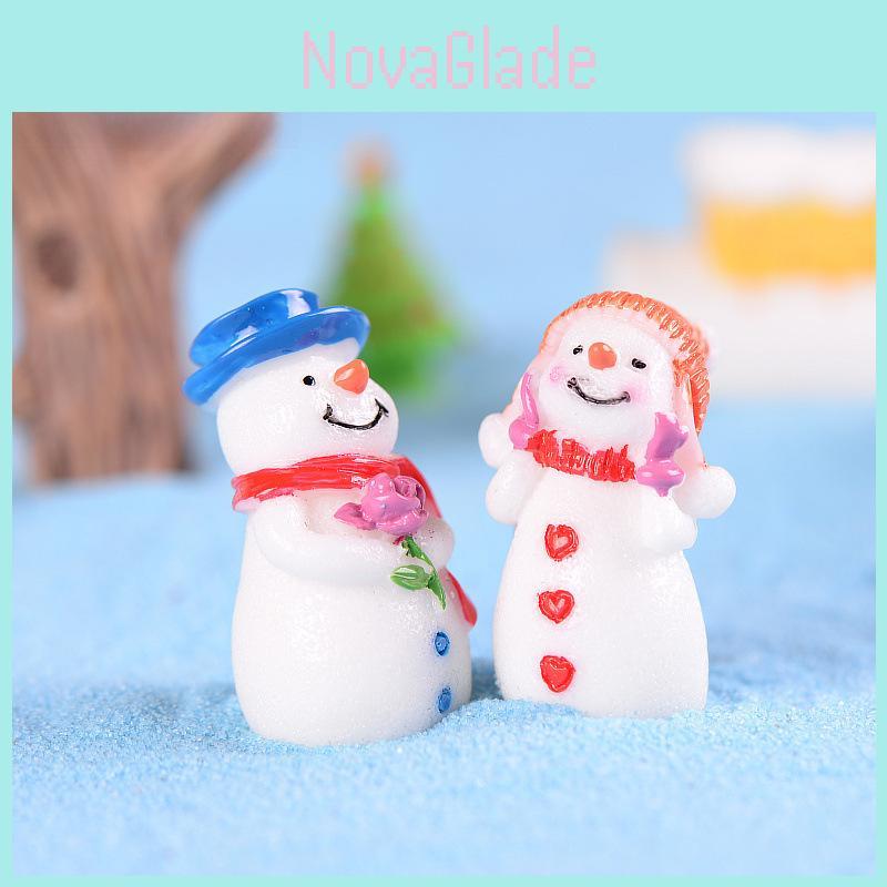Adorable Resin Christmas Couple Snowman Figurines Perfect For Diy Miniature Gardens