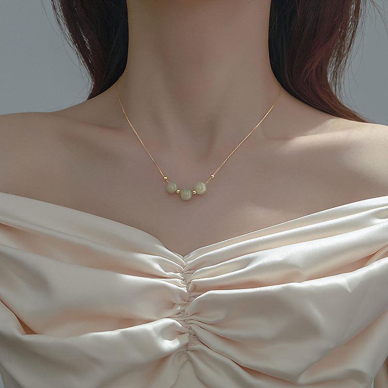 Hetian Jade Necklace New Light Luxury Niche Design Clavicle Chain Simple Summer
