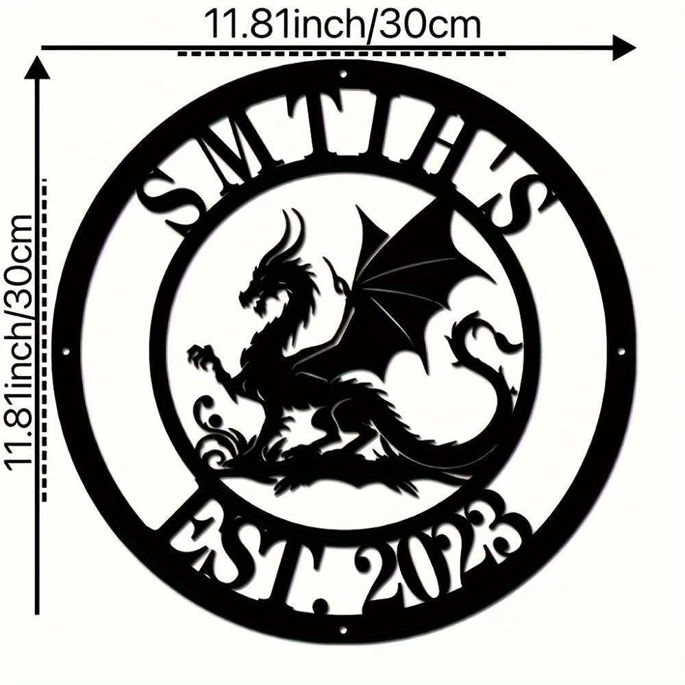 

Exclusive Tailorable Metal Wall Sign Soaring Mythical Creature Personalized Name Artistic Reusable Animal Themed Gift