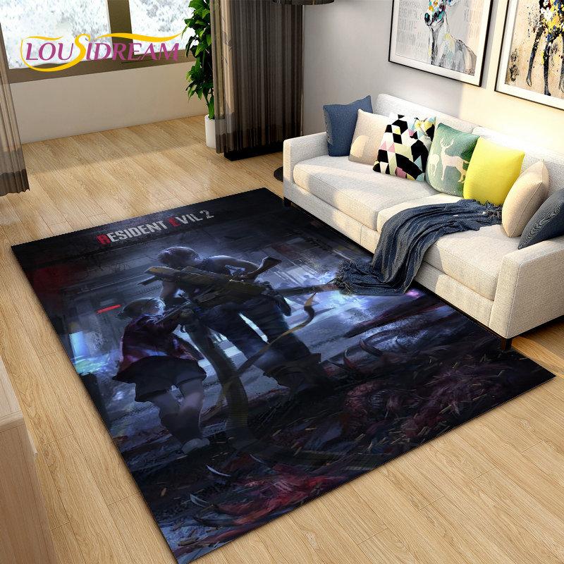 Resident Evil Game Gamer Area Rug Large,Carpet Rug for Living Room Bedroom Sofa Doormat Decoration,Kitchen Non-slip Floor Mat 3D