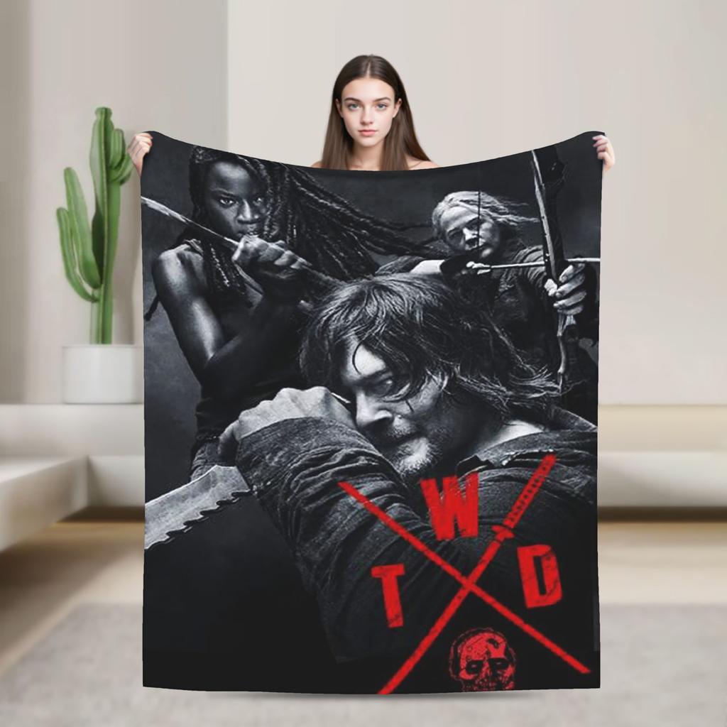 The Walking Dead Blankets Coral Fleece Plush Movie Daryl Dixon Rick Grimes Ultra-Soft Throw Blanket for Home Couch Bed Rug