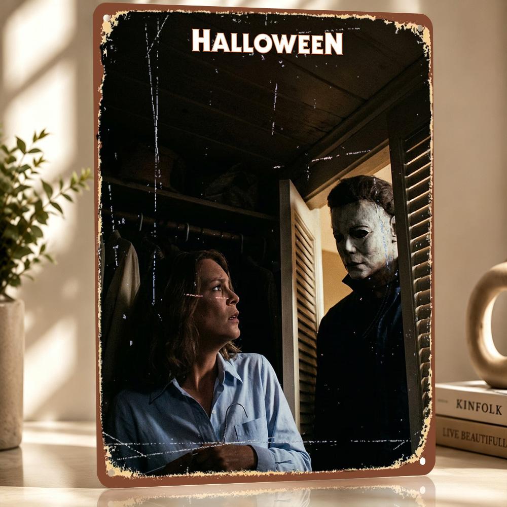 Halloween Movie Featuring Michael Myers D Texture Printed Poster Custom Vintage Metal Tin Plate Sign for Wall Art Decor Luxury