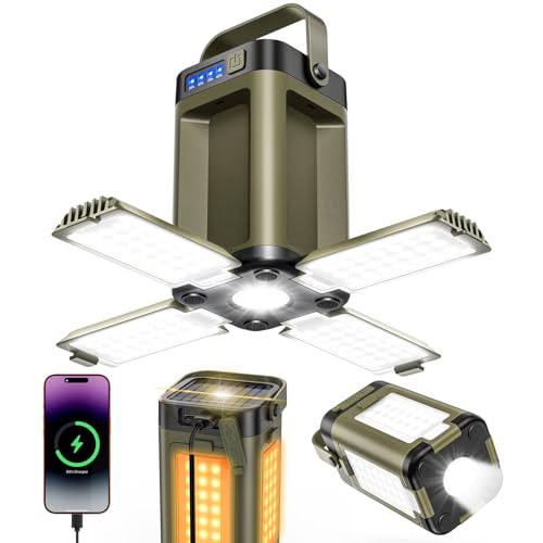 Rechargeable LED Lantern, 2400 Lumens [2026 New Life, Solar & USB Rechargeable, Ultra Bright, 5-Sided Lighting] Camping Lantern with 6000mAh Large Cap