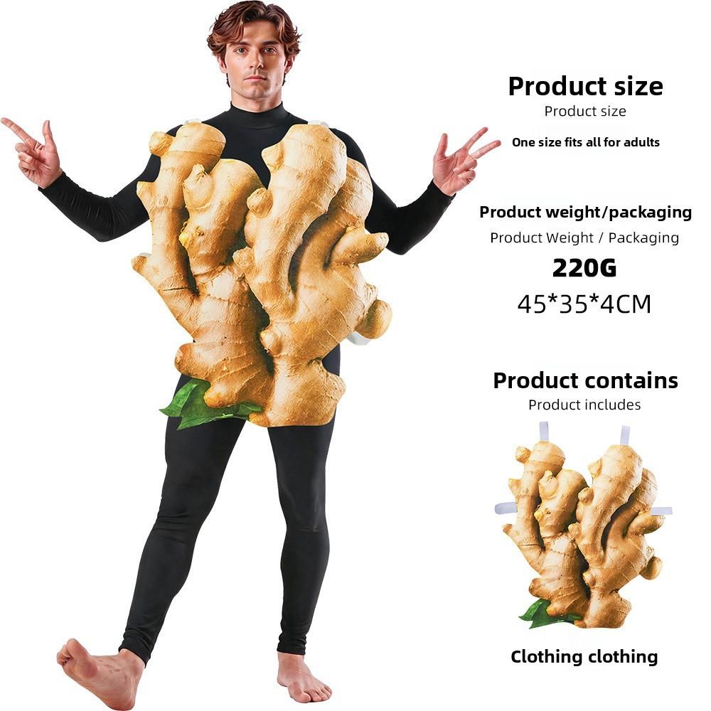 Garlic And Ginger Costume Adult Cosplay Set With Printed Design For Halloween Carnival Theme Party