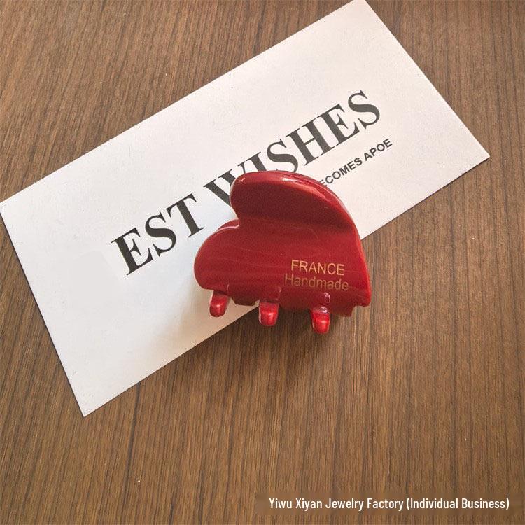 Korean Heart Acetate Claw Hair Clip, Large Size for Simple Bangs, Headwear Jewelry.