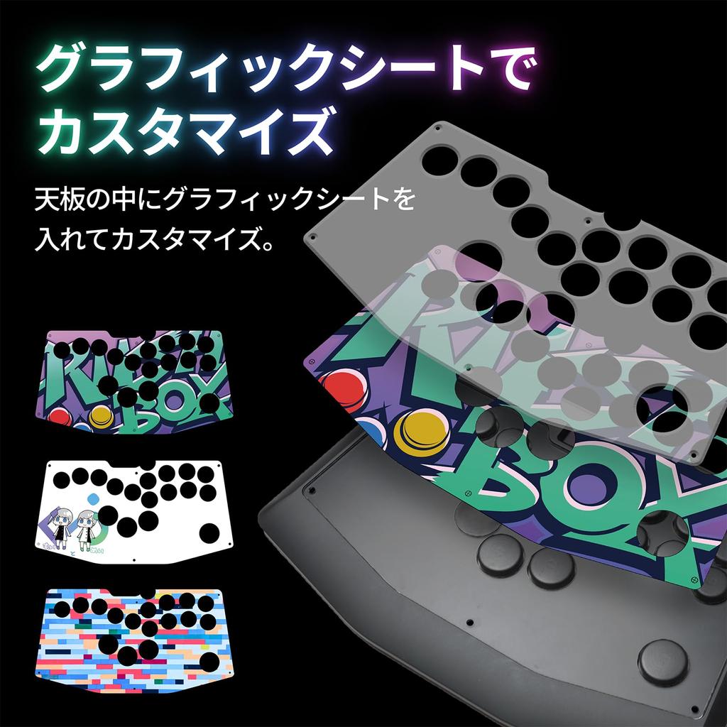 Rushbox Rush Box Arcade Controller PS5 Leverless Arcade Controller PS4 Switch PC Button Layout Changeable Controller 18 Buttons Expansion Quiet Switch