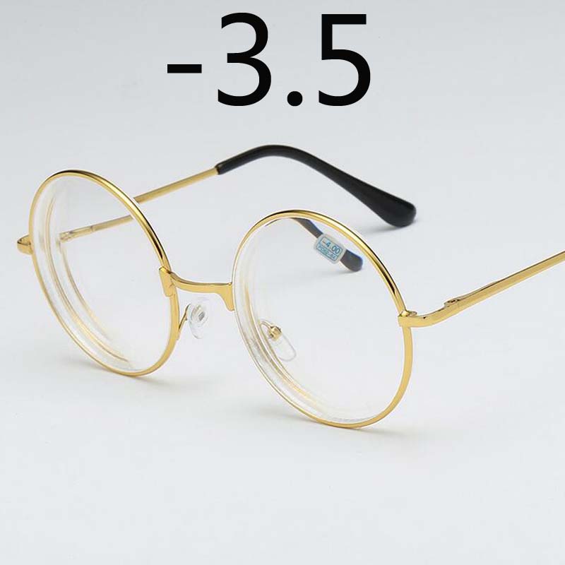 Round Glasses Woman Men Glasses Retro Myopia Optical Metal Frames Clear Lens Black Silver Gold Eyeglasses -1.0 -1.5 -2.0 To -4.0