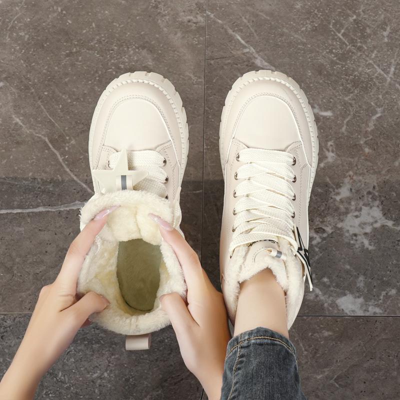 34-42 Kadın Kış Büyük Beden Moda Kalın Taban Ekstra Polar Yalıtımlı Pamuklu Botlar Kar Botları Yüksek Bilekli Pamuklu Ayakkabılar