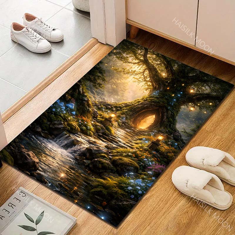 Magical forest tree hollow Print Carpet Rug for Living Room Bedroom Sofa Doormat Home Decor Non-slip Floor Mat
