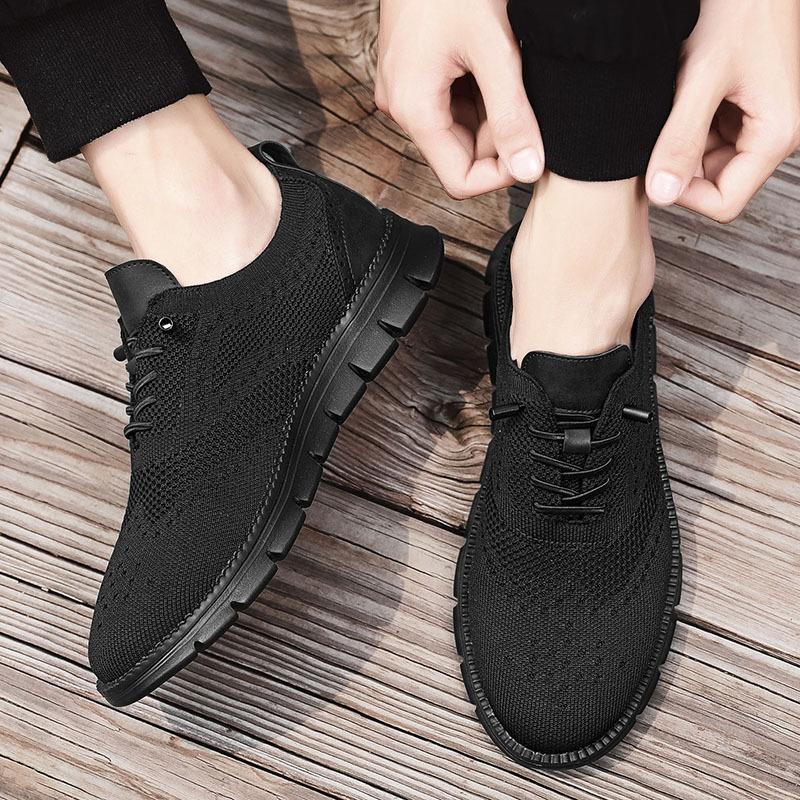 2025 foreign trade British style men's shoes spring and summer breathable sports shoes fly-woven mesh shoes large size 48 size running shoes