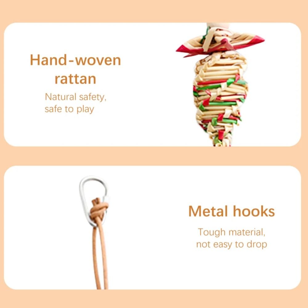 Funny Pet Straw Chewing Bite Hanging Natural Parrot Climb Playing Pendant Cockatiel Brinquedos