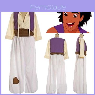Enchanting Mens Adult Prince Aladdin Cosplay Costume Outfit With Elegant Hat