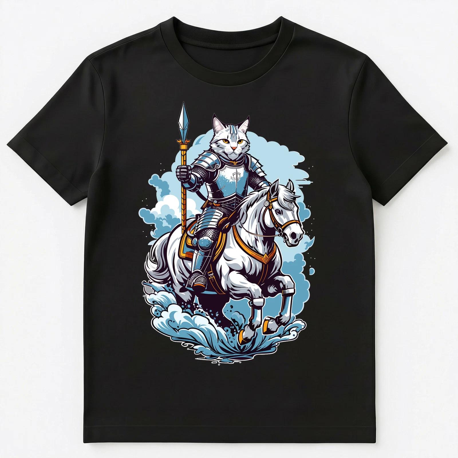 Brave Cat Knight On A Fantasy Horse Unisex T-Shirt L