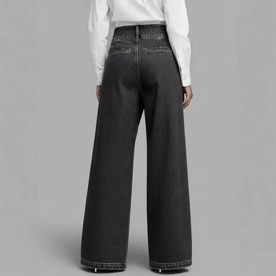 Women’s High Waisted Baggy Jeans Stretchy Wide Leg Tummy Control Straight Leg Denim Pants Trendy Jeans for Women Casual Baggy Denim Pants With Pockets
